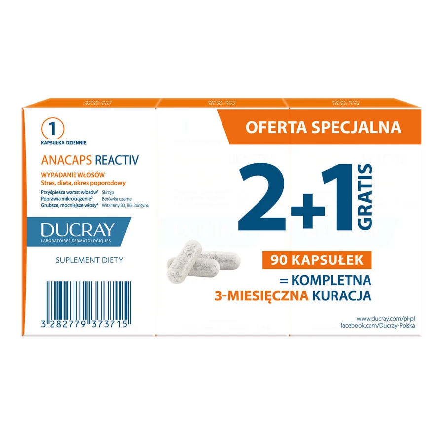 Набір Ducray Anacaps Reactiv, 3 x 30 капсул: ціни та характеристики