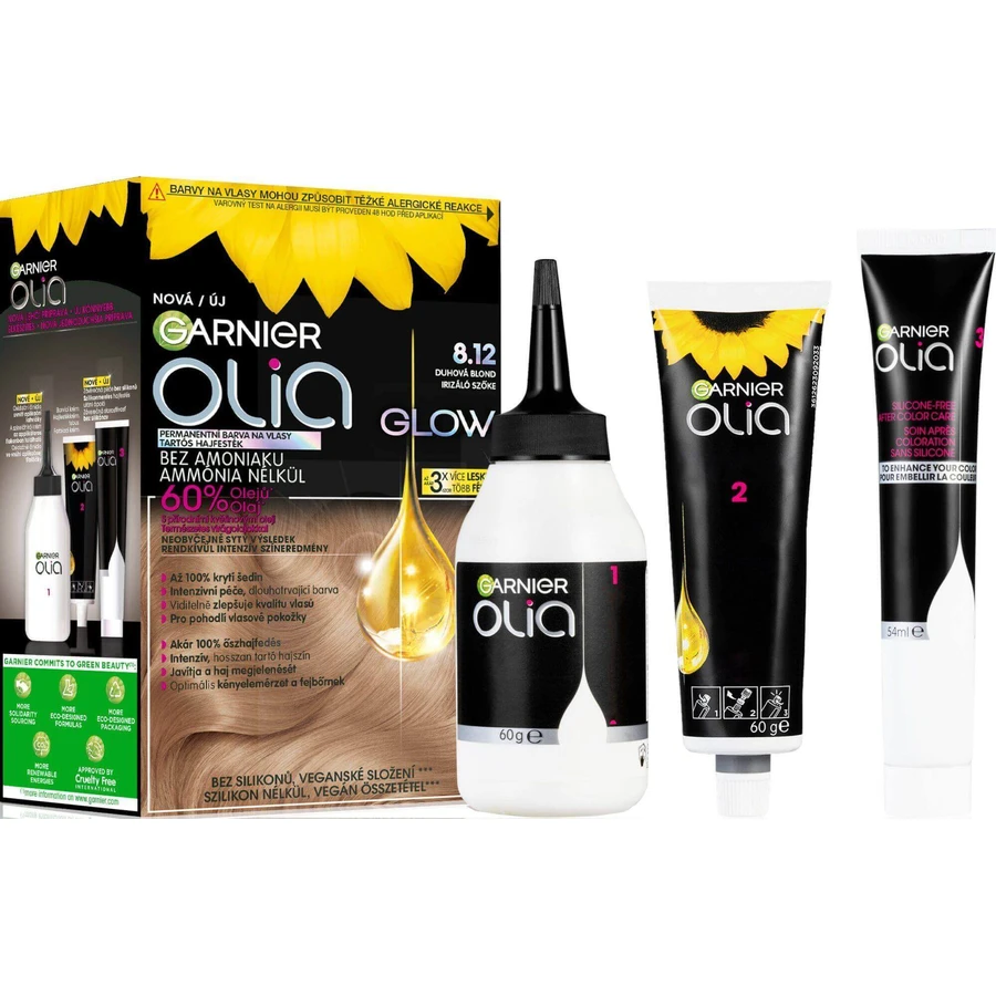 Garnier Olia Glow перманентная краска для волос 8.12, переливчатый блондин: цены и характеристики