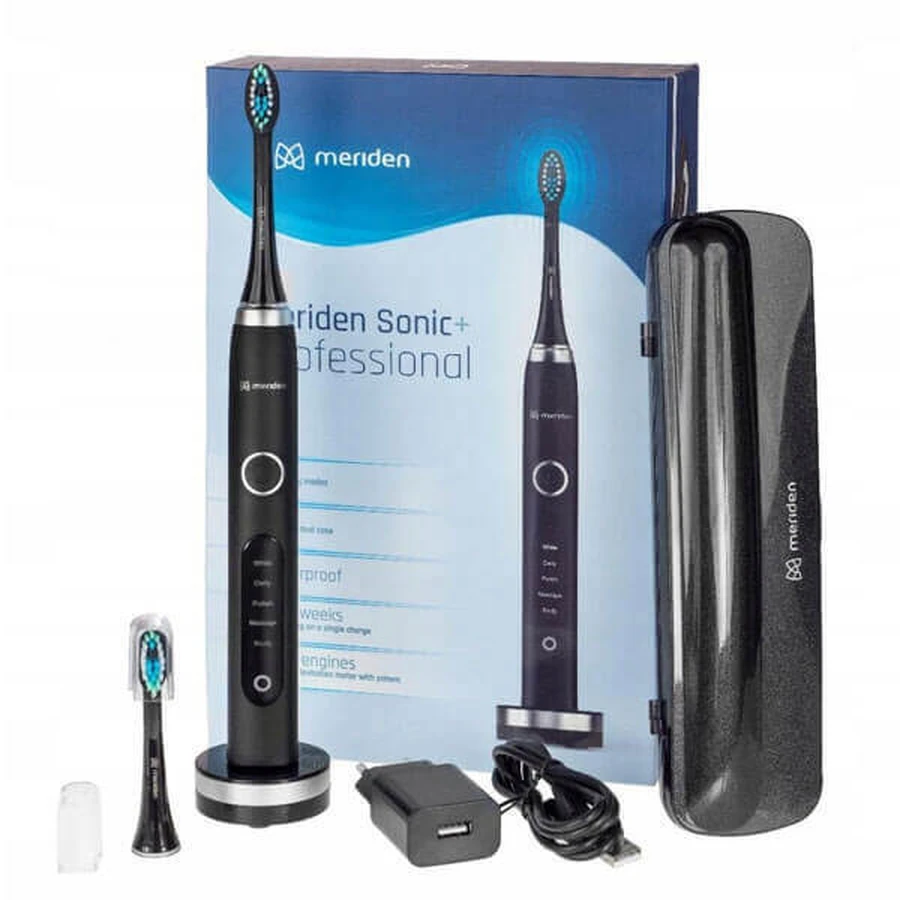 Meriden Sonic+ Professional, звуковая зубная щетка, черная, 5 режимов чистки, 1 шт.: цены и характеристики