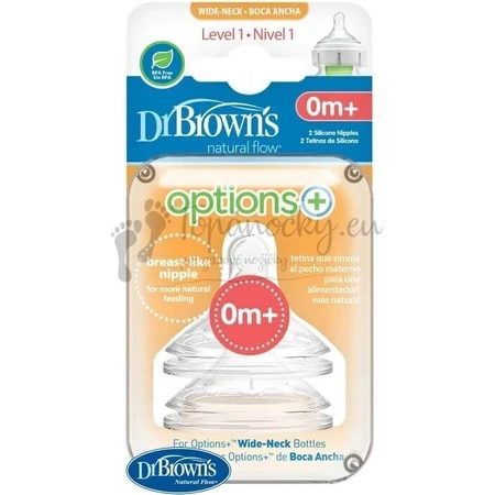 Dr.BROWN'S OPTIONS+ LEVEL 1 1×2 шт, широкая шея, силикон, 0M+: цены и характеристики
