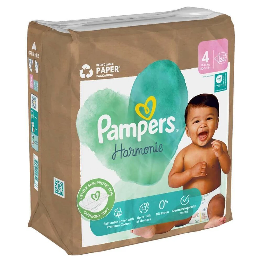 Pampers Harmonie, підгузки, розмір 4, 9-14 кг, 24 шт.: ціни та характеристики