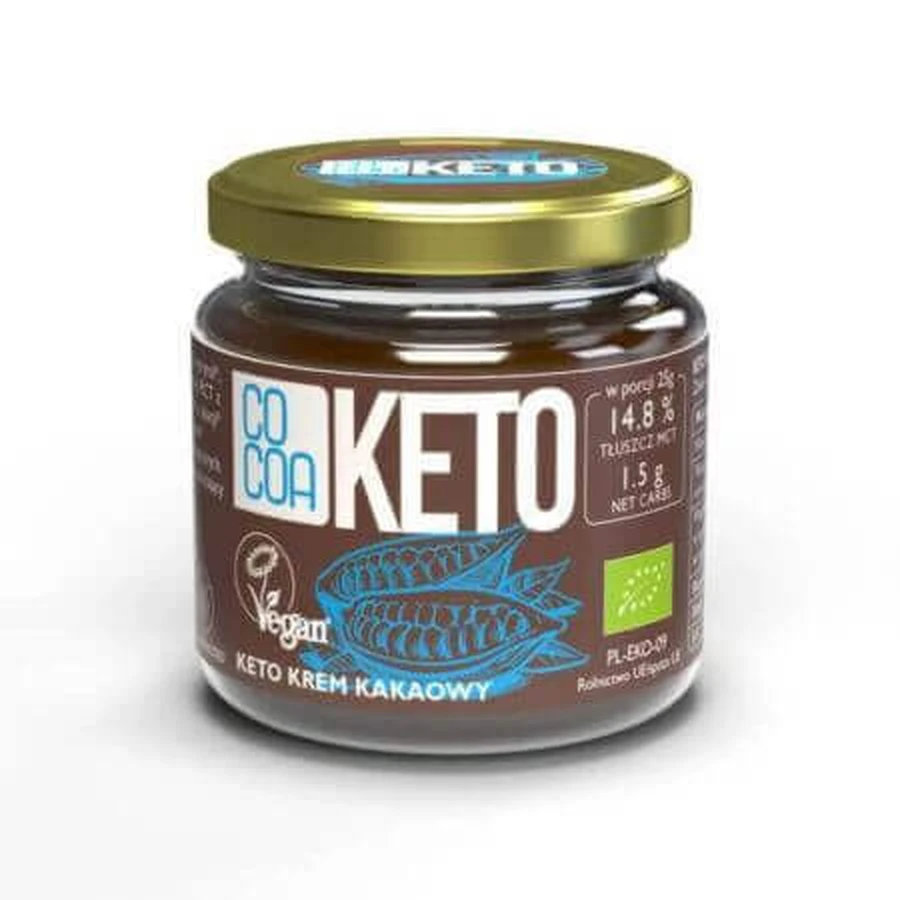 Органічний шоколадний крем з кокосовою олією MCT Keto, 200 г, Какао: ціни та характеристики
