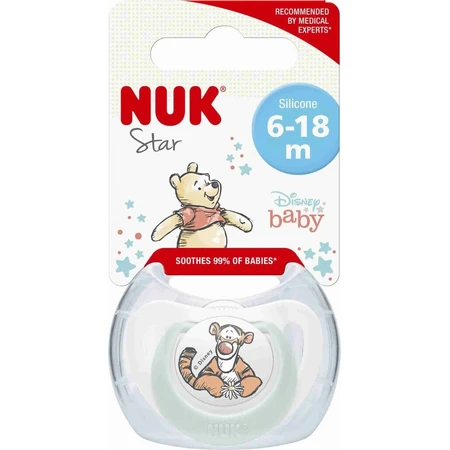 NUK Пустышка Звезда DISNEY Мако Винни Пух 6-18м. коробка 1×1шт, соска, 6-18м: цены и характеристики
