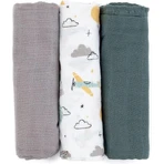 PETITE&MARS Набор подгузников из бамбукового мулине 3шт Moussy Grey Planes, 68 x 68 см 1×3 шт, набор подгузников: цены и характеристики