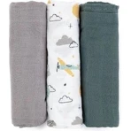 PETITE&MARS Набор подгузников из бамбукового мулине 3шт Moussy Grey Planes, 68 x 68 см 1×3 шт, набор подгузников: цены и характеристики