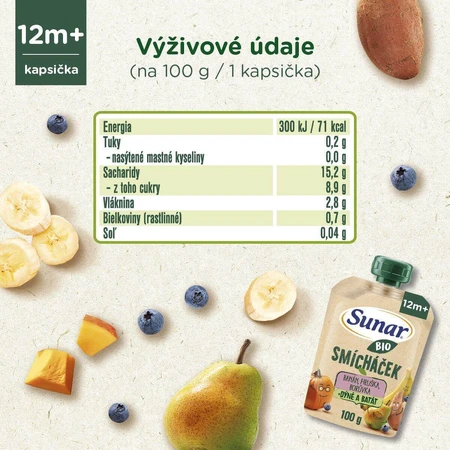Фруктовые капсулы Sunar Organic Микс из банана, груши, тыквы, сладкого картофеля и черной смородины 100 г: цены и характеристики