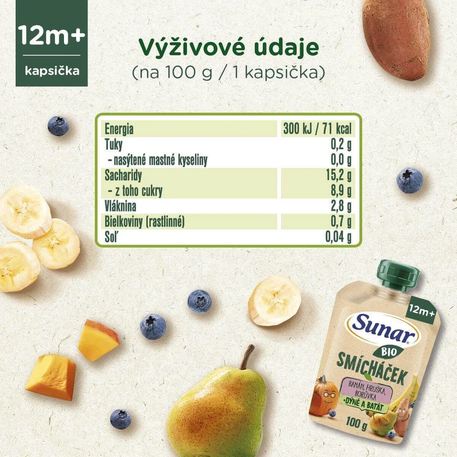 Фруктовые капсулы Sunar Organic Микс из банана, груши, тыквы, сладкого картофеля и черной смородины 100 г: цены и характеристики