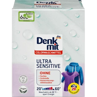 Пральний порошок Denkmit Ultra Sensitive для кольорової білизни 20 сп, 1,35 кг