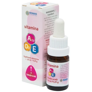 Вітамін А з вітаміном Е та D3 Renans Vitamina A cu Vitamina E si D3 розчин для перорального застосування, 10 мл