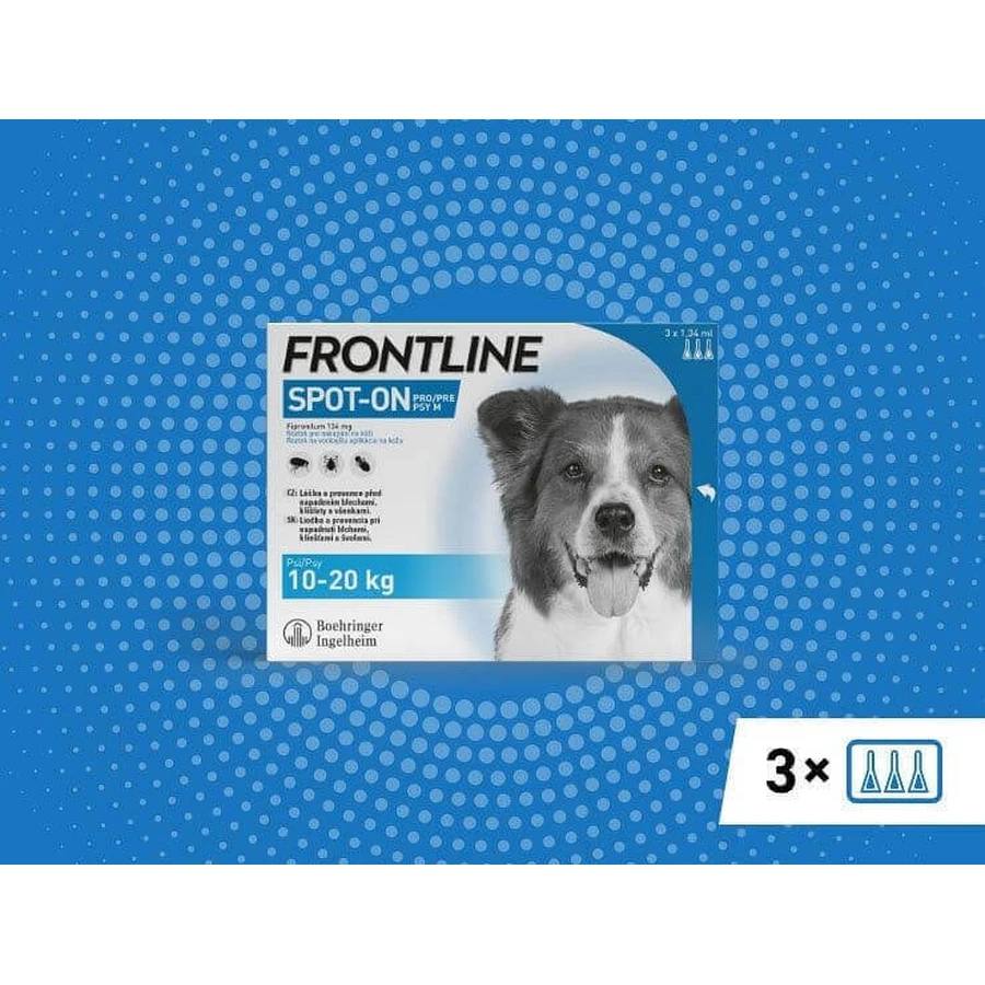 FRONTLINE spot-on for DOG M 3 x 1,34 мл 3x1,34 мл, раствор для собак: цены и характеристики