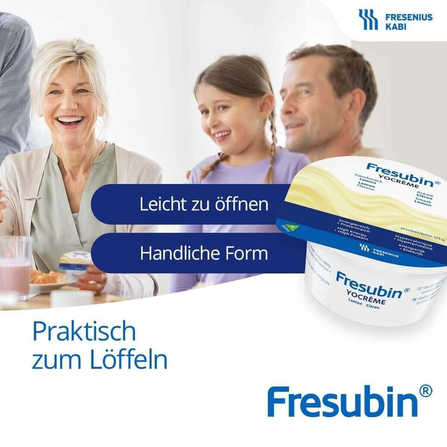 Пищевой продукт Fresubin YOcrème специального медицинского назначения со вкусом лимона, 4 шт. по 125 мл: цены и характеристики