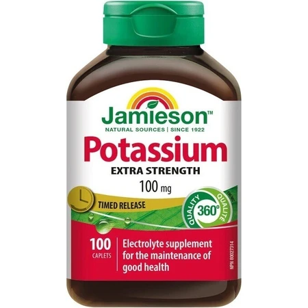JAMIESON POTASSIUM 100 мг с постепенным высвобождением 1×100 табл, калий: цены и характеристики