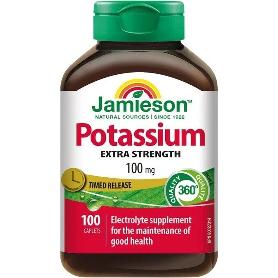 JAMIESON POTASSIUM 100 мг с постепенным высвобождением 1×100 табл, калий: цены и характеристики