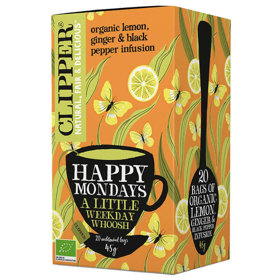 Clipper, лимонный чай с имбирем и черным перцем, 2,25 г x 20 пакетиков: цены и характеристики