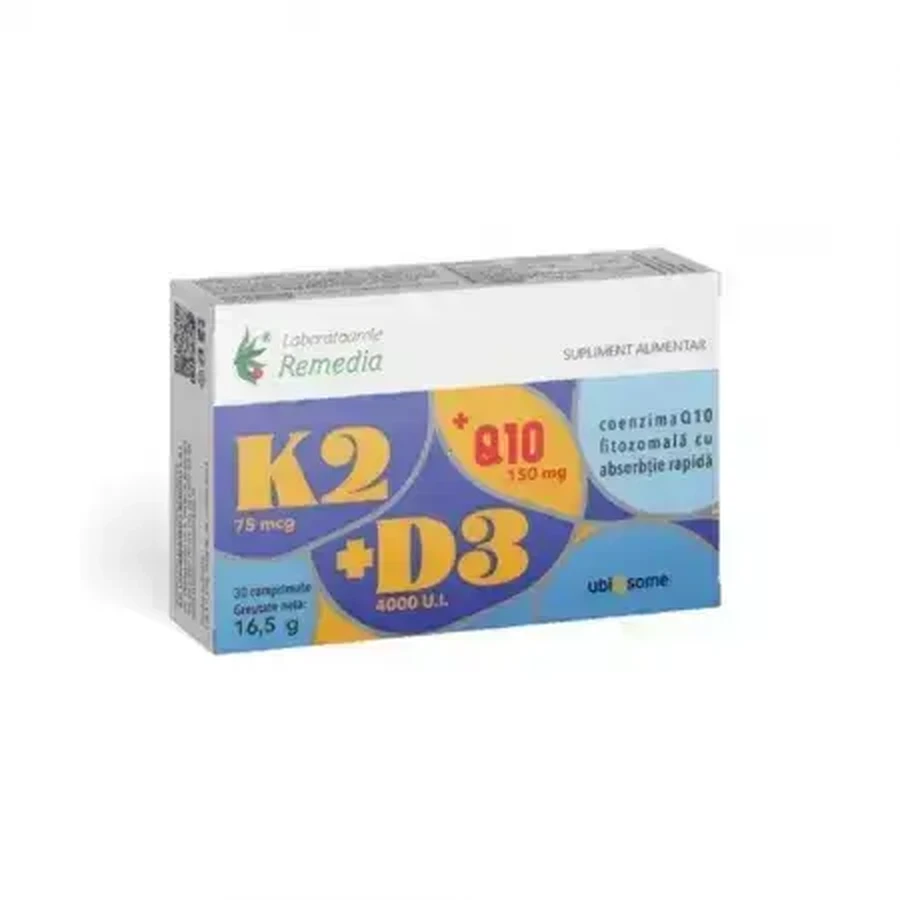 K2+D3+Q10 Ubiqsome, 30 таблеток, Remedia: ціни та характеристики