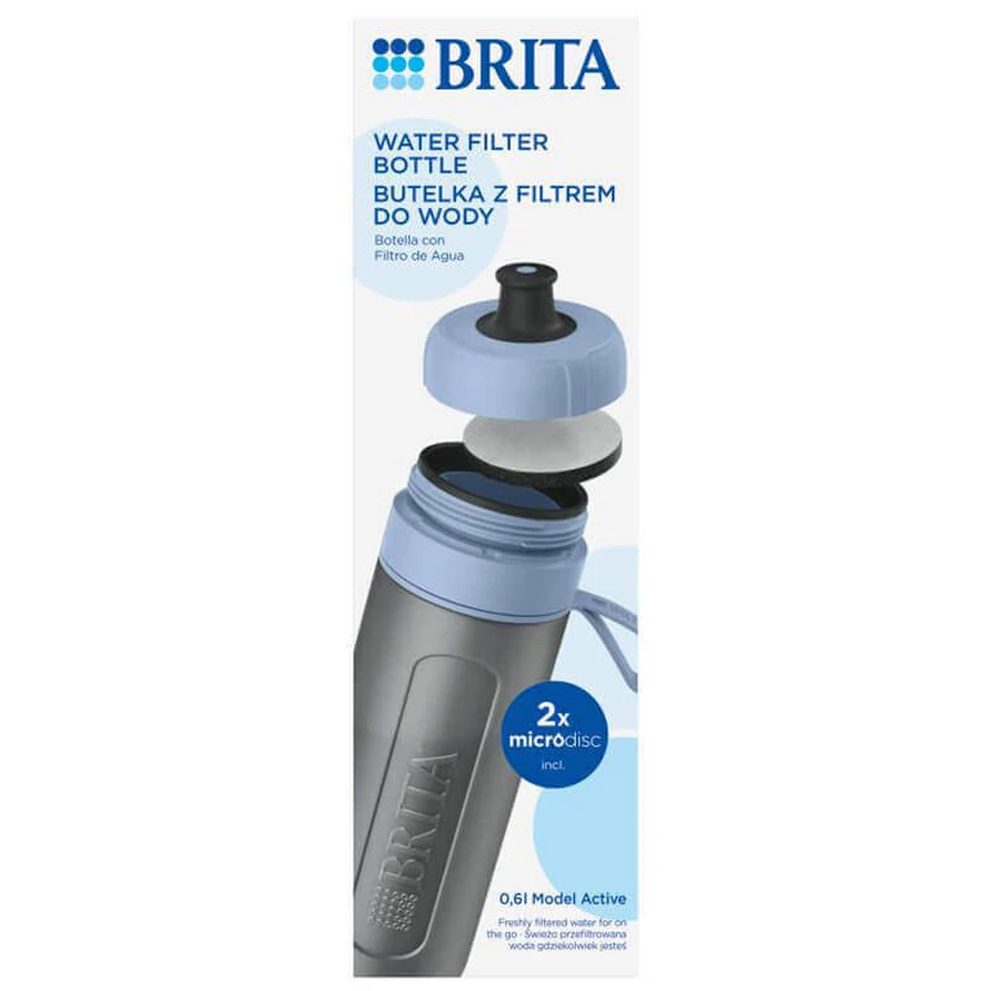 Brita Active, бутылка с фильтром 0,6 л, белая + фильтр MicroDisc, 2 шт.: цены и характеристики