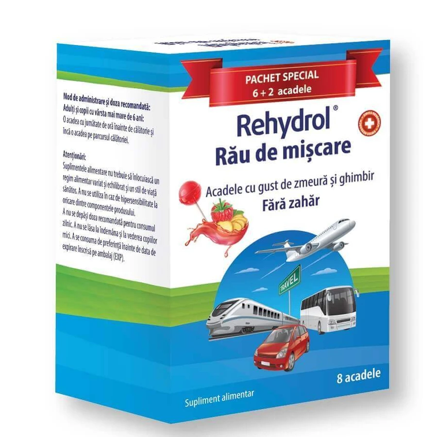 Льодяники від заколисування Rehydrol з малиною та імбиром, 6 + 2 льодяники, MBA Pharma Innovation: ціни та характеристики