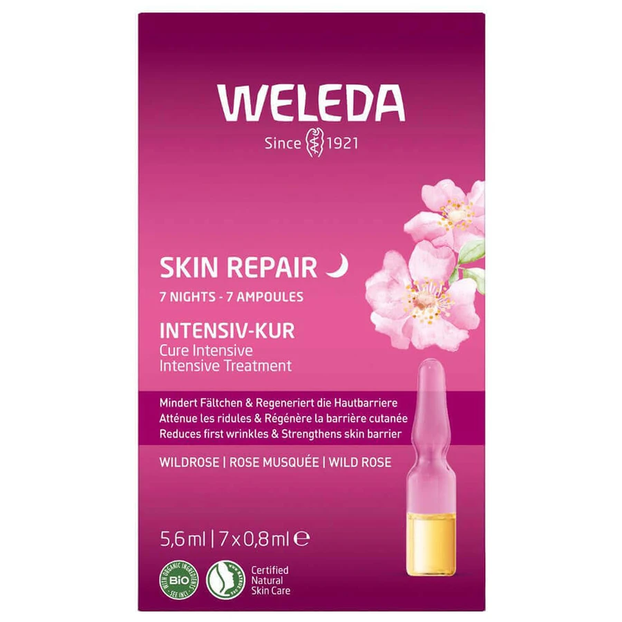 Weleda Відновлення шкіри, інтенсивний догляд з шипшиною, ампули, 7 х 0,8 мл: ціни та характеристики