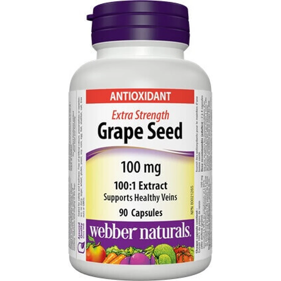 WEBBER NATURALS Виноградне насіння екстра сильне 100 мг 1×90 капсул, дієтична добавка: ціни та характеристики
