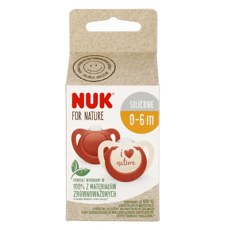 NUK For Nature, пустушка, силіконова, анатомічна, червона, 0-6 місяців, 2 шт.: ціни та характеристики