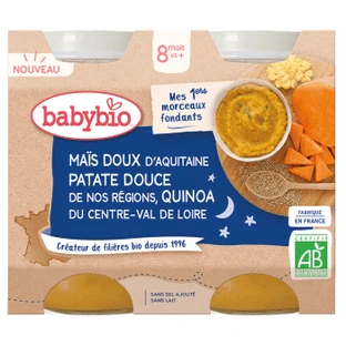 Органічне пюре з кукурудзи, солодкої картоплі та лободи, 2х200 г, BabyBio
