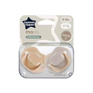 Пустушка ортодонтична Moda, 6-18 місяців, 2 штуки, бежева, Tommee Tippee