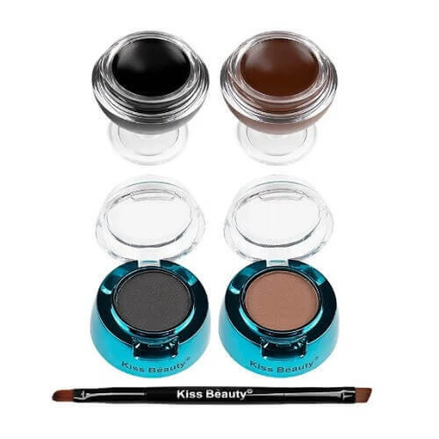 Набор Sprancene Kit, Kiss Beauty, подходящая подводка для глаз, 2 геля Sprancene, 2 румяна Sprancene, кисть, черно-коричневый: цены и характеристики