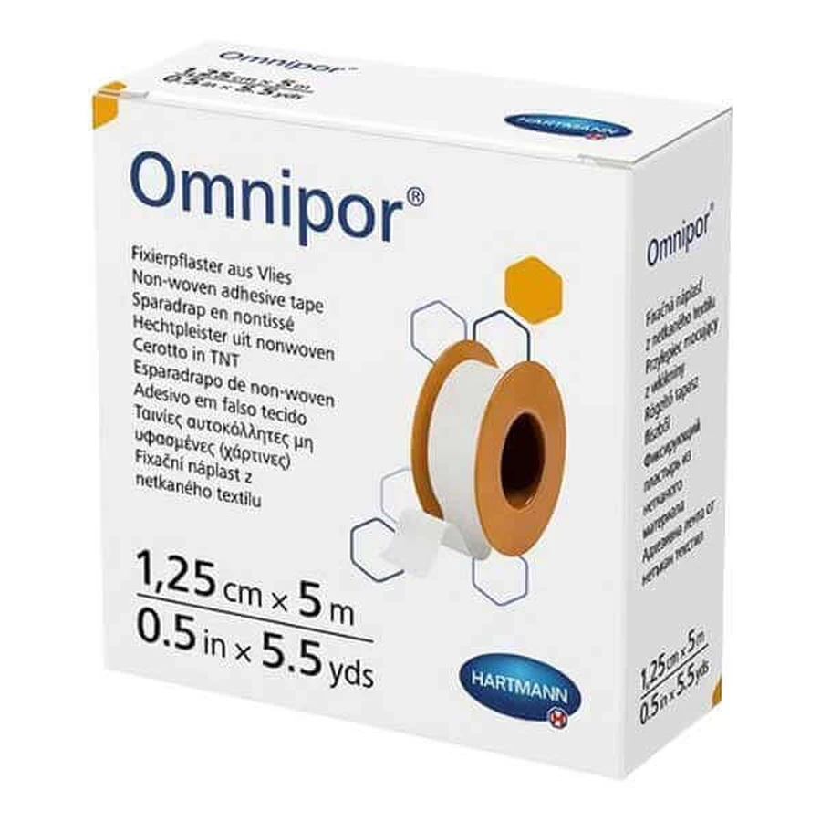 Пластырь Omnipor гипоаллергенный на бумажной основе (900436), 1,25 смx5 м, Hartmann: цены и характеристики