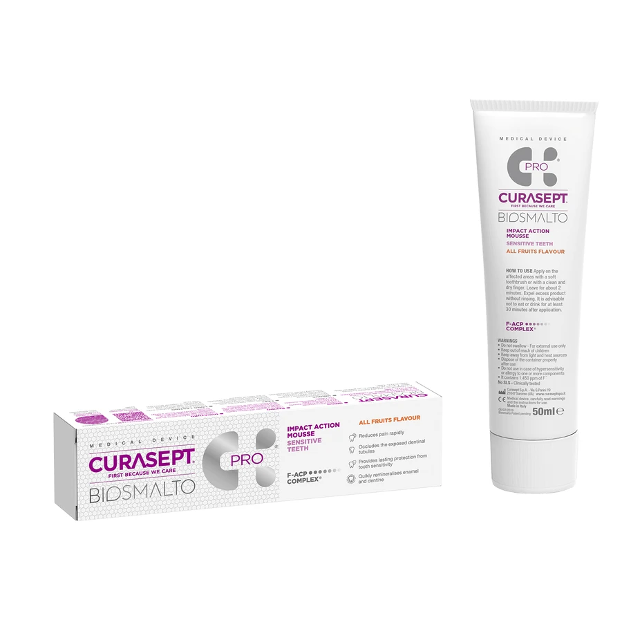 Curasept Biosmalto Pro, Интенсивный защитный мусс от витальных фурункулов, Sensitive, 50 мл: цены и характеристики