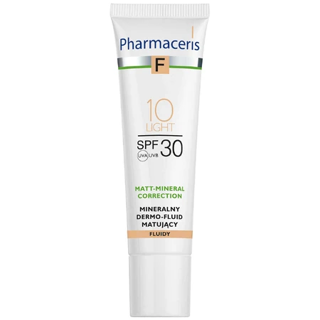 Pharmaceris F Matt-Mineral-Correction, мінеральний матуючий дермо-флюїд, 10 Light, SPF 30, 30 мл: ціни та характеристики