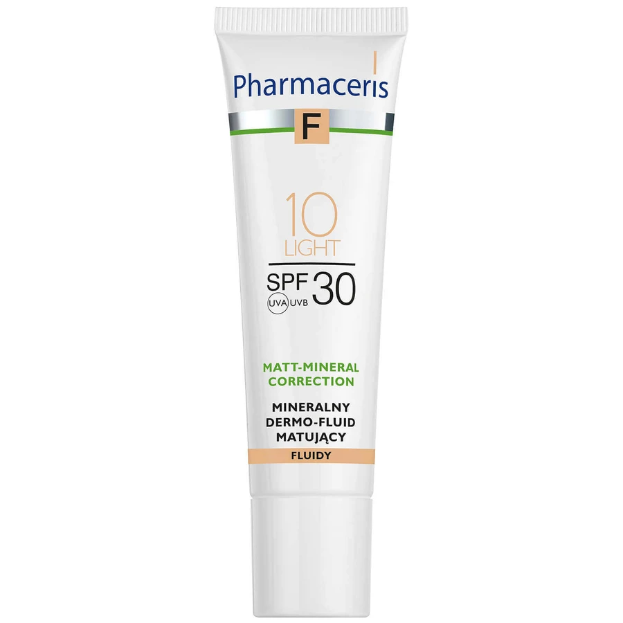 Pharmaceris F Matt-Mineral-Correction, мінеральний матуючий дермо-флюїд, 10 Light, SPF 30, 30 мл: ціни та характеристики