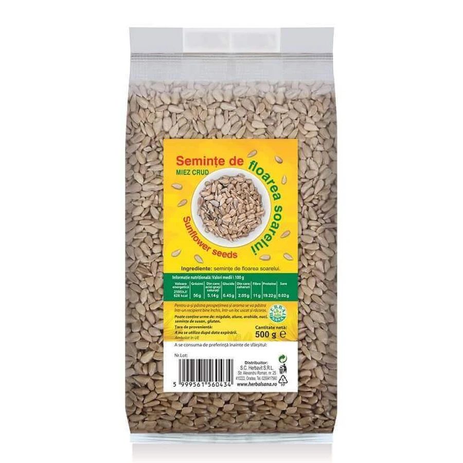 Семена подсолнечника, сырые, 500 г, Herbal Sana: цены и характеристики