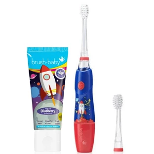 KidzSonic Набор зубных щеток KidzSonic Rocket + черничная зубная паста, детская щетка