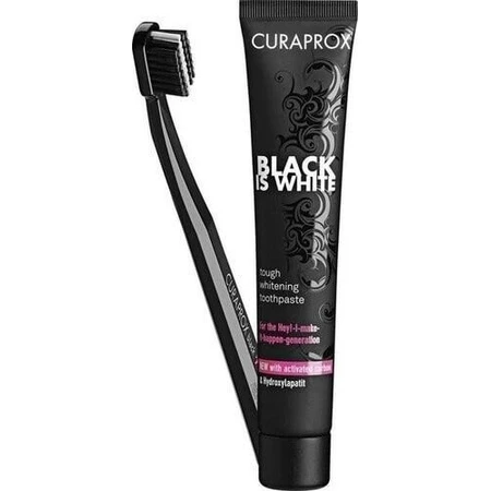 Набір CURAPROX Black is White + CS 5460 1×1, відбілююча зубна паста 90 мл + зубна щітка CS 5460: ціни та характеристики