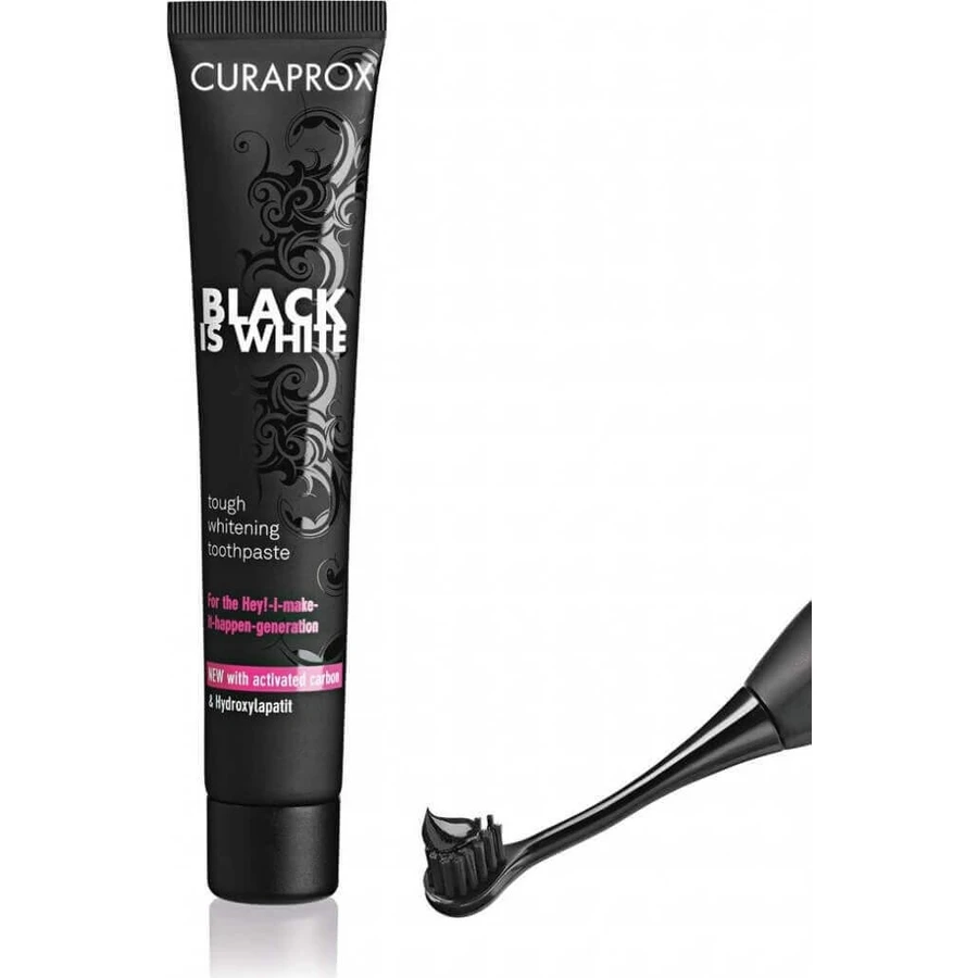 Набір CURAPROX Black is White + CS 5460 1×1, відбілююча зубна паста 90 мл + зубна щітка CS 5460: ціни та характеристики