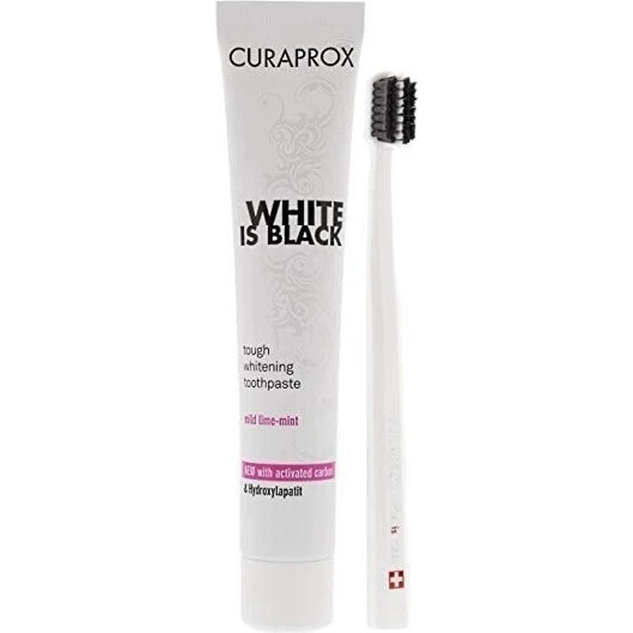 Набір CURAPROX Black is White + CS 5460 1×1, відбілююча зубна паста 90 мл + зубна щітка CS 5460: ціни та характеристики