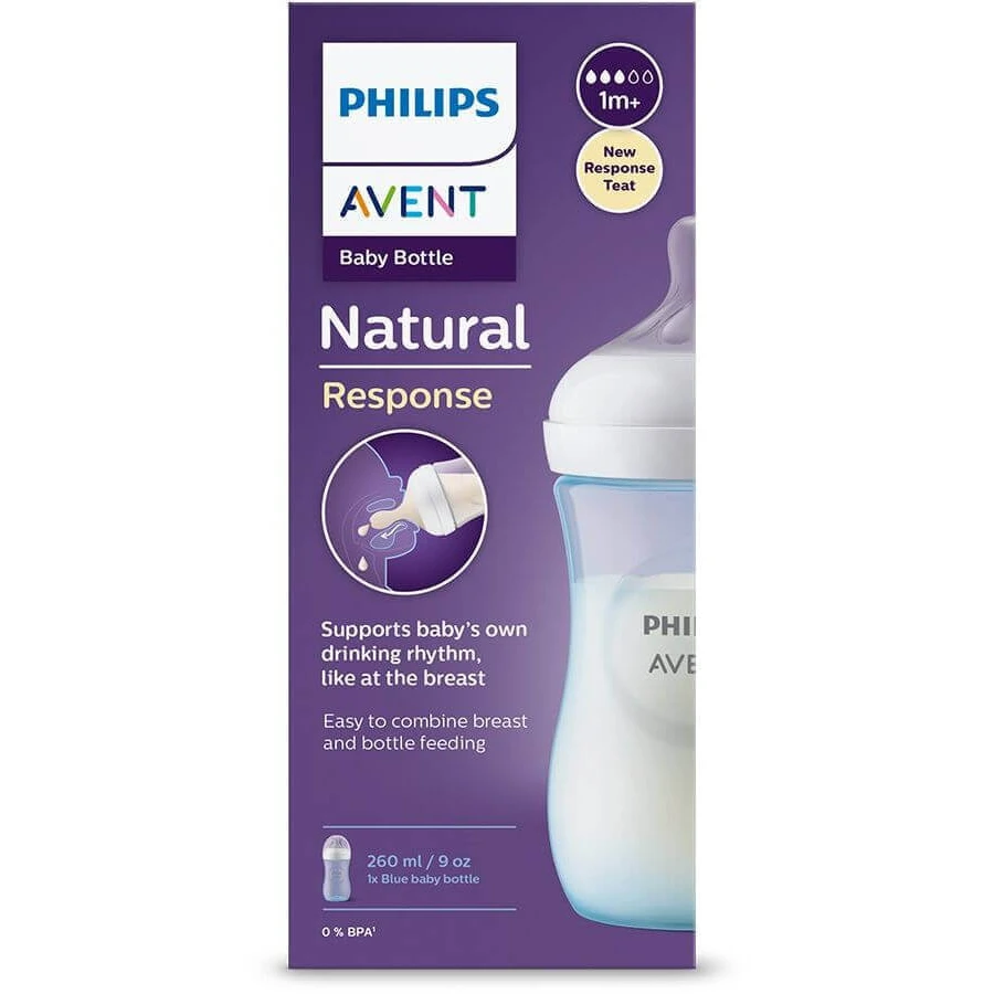 Пляшечка Philips Avent Natural Response 260 мл, 1м+, синя: ціни та характеристики