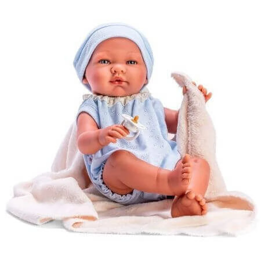 Лялька Baby Pablo в синьому костюмі та бежевій ковдрочці, +3 роки, 43 см, Asivil: ціни та характеристики