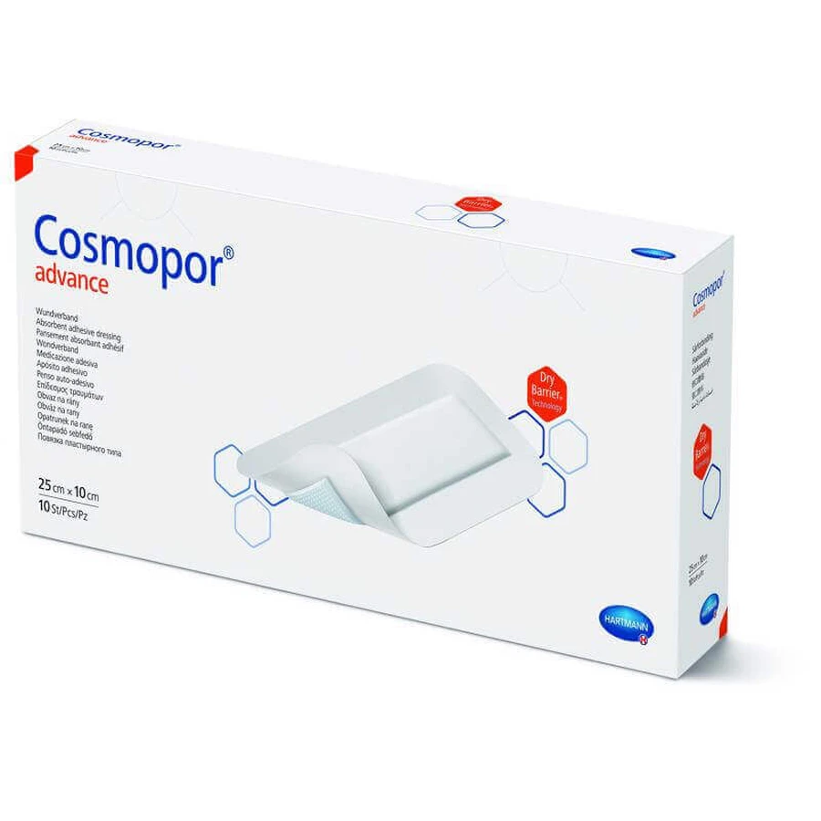Пластир Cosmopor Advance (901016), 25x10 см, 10 пластирів, Hartmann: ціни та характеристики
