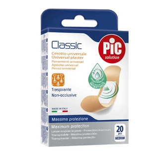 Pic Solution Classic, пластир перев'язувальний, антибактеріальний, середній, 19 мм х 72 мм, 20 штук