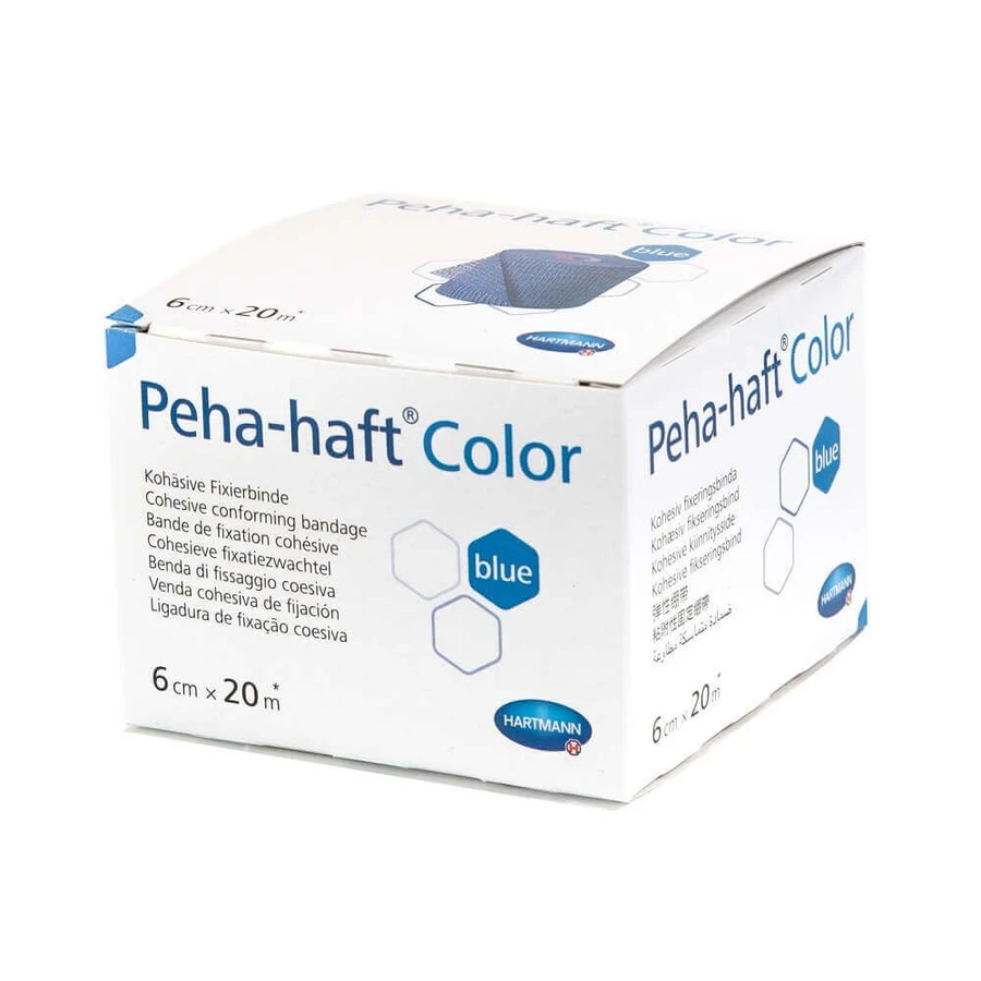Самоклеюча еластична стрічка Peha-haft Colour, синя (932473), 6 см х 20 м, Hartmann: ціни та характеристики