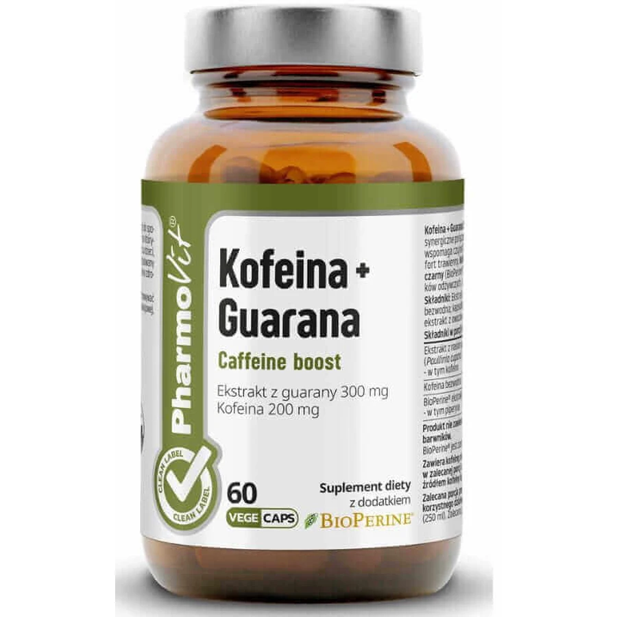 Кофеин + Гуарана Кофеиновый буст 60 капсул PharmoVit Clean Label: цены и характеристики