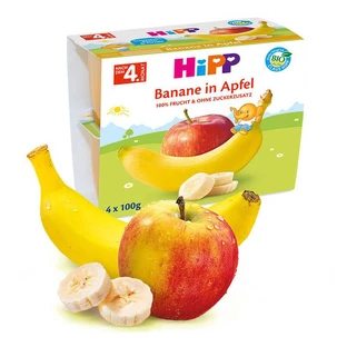 Фруктовые закуски из яблок и бананов, 4x 100 г, Hipp