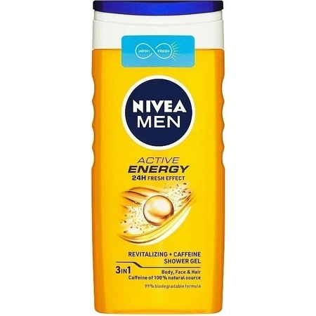 NIVEA Гель для душу чоловічий Активна енергія 1×250 мл, зволожує шкіру: ціни та характеристики