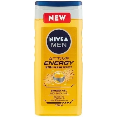 NIVEA Гель для душу чоловічий Активна енергія 1×250 мл, зволожує шкіру: ціни та характеристики