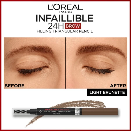 L'Oréal Paris Infaillible Brows 24H Заповнюючий трикутний олівець для брів 05 Світло-брюнетковий олівець для брів: ціни та характеристики