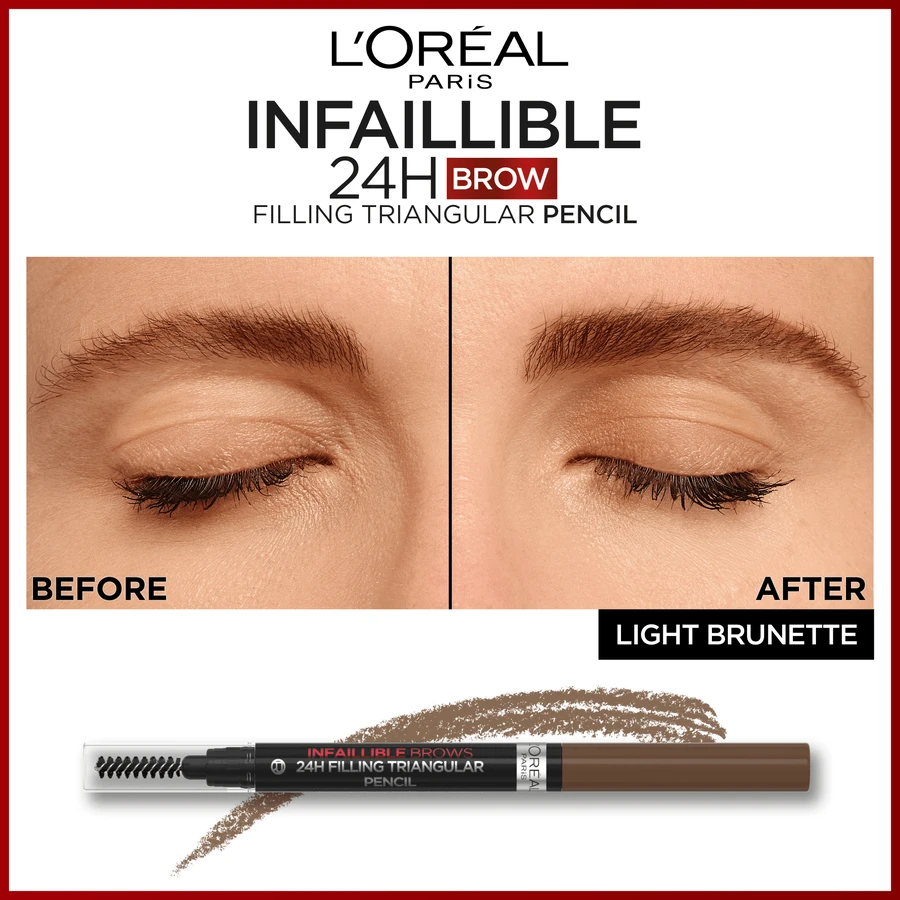 L'Oréal Paris Infaillible Brows 24H Заповнюючий трикутний олівець для брів 05 Світло-брюнетковий олівець для брів: ціни та характеристики