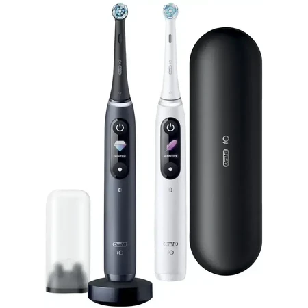 Oral B EK Duo iO Series 8 Black&White + вал для зубной щетки + дорожный футляр 1×1 набор, электронная зубная щетка: цены и характеристики