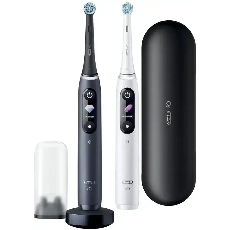 Oral B EK Duo iO Series 8 Black&White + вал для зубной щетки + дорожный футляр 1×1 набор, электронная зубная щетка: цены и характеристики