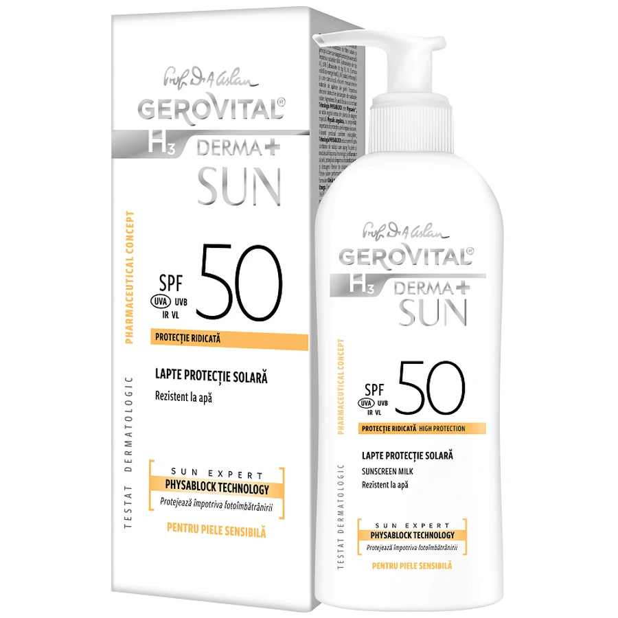 Геровитал H3 Derma+ Sun SPF 50 Солнцезащитное молочко, 150 мл, Farmec: цены и характеристики